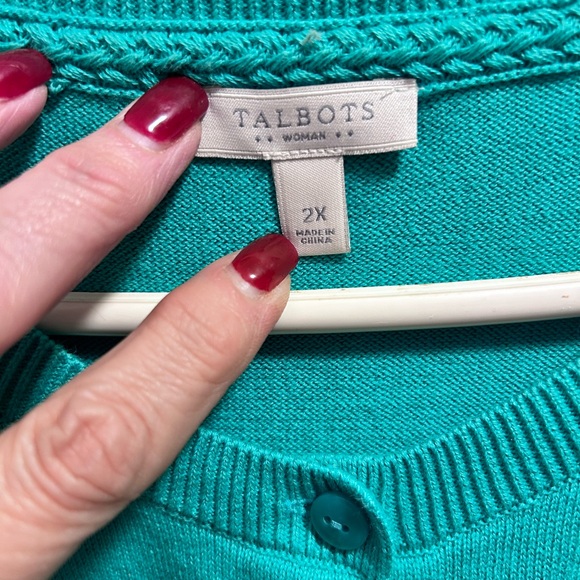 Talbots Vibrant Teal Knit Cardigan 2X - Picture 4 of 9